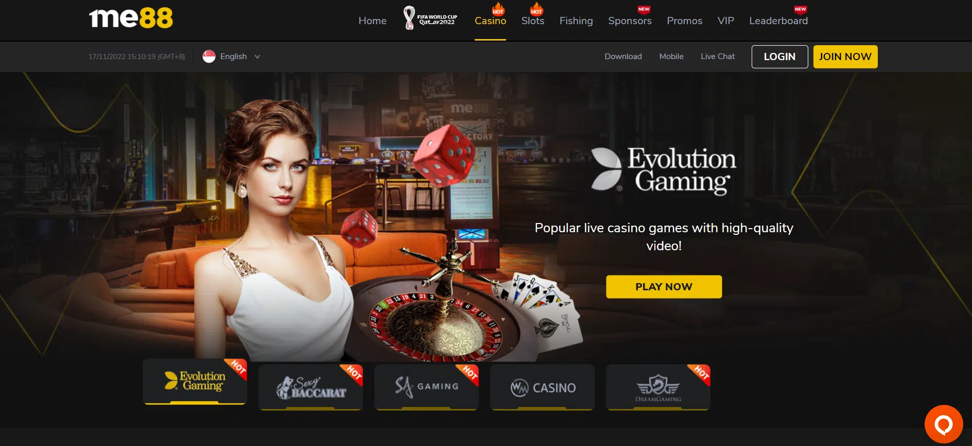 me88 live casino page